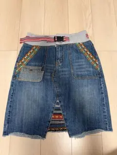 DOLCE&GABBANA イチゴ柄ダメージデニムスカート ドルチェ＆ガッバーナ