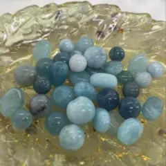 【天然石】アクアマリン 丸いさざれ石 40g