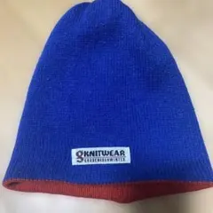 good enough Knitwear リバーシブルニット帽 青/赤