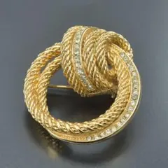超美品✨】クリスチャンディオール ブローチ ゴールド ラインストーン