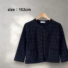 ジュニア　ノーカラー ツイード風 ジャケット　チェック柄　フォーマル　ZARA