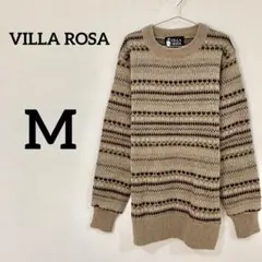 【VILLA ROSA 総柄ニットセーター ウール混 クルーネック M】のサムネイル