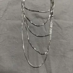 シルバー 多層チェーンネックレス