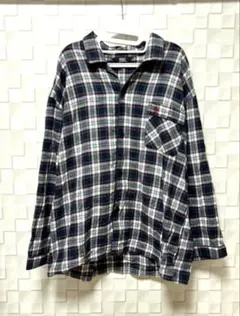 POLO 長袖シャツ ネイビー系チェック Lサイズ