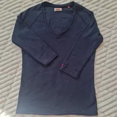 ハリウッドランチマーケット ネイビー 七分袖Tシャツ サイズ3