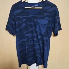 【ARMANI EXCHANGE】 ダークブルー　メンズ　迷彩柄　半袖Tシャツ