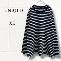 UNIQLO ユニクロ ボーダー ロングスリーブ Tシャツ XL ネイビー×白