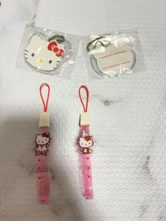 ハローキティ ネームプレート ストラップ セット レトロ