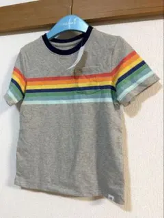 新品 ギャップ キッズ レインボーTシャツ カラフルボーダー 半袖 110センチ