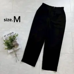 ノーアイロン・テーパードパンツ・ワイドパンツ◇ブラック・日本製【Ｍ】