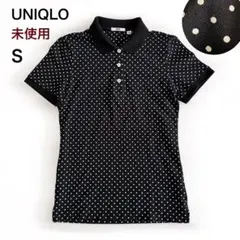 未使用⭐️UNIQLO ユニクロ ポロシャツ 半袖 ドット柄 黒 ゴルフウェアにも