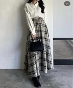 nairo ハイウエストボリュームスカート チェックスカート ロングスカート