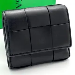 【最高級美品】ボッテガヴェネタ カセット ゴールド金具 三つ折り財布 ブラック
