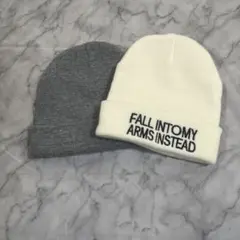 ニット帽2点セット グレー ホワイト