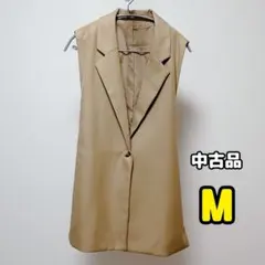 美シルエット　ジレ　羽織　上着　ブラウン　ベージュ　ノースリーブ　ベスト　人気
