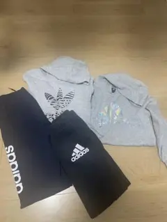 【150cm】 adidas フード付きパーカーとジャージパンツセット