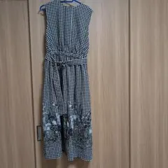 ノースリーブ ロングワンピース ギンガムチェック