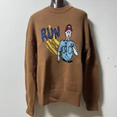 ADER error アダー　RUN 刺繍 ブラウン ニット セーター フリーのサムネイル