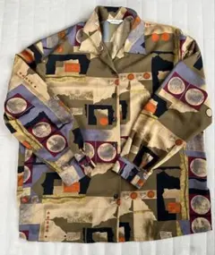美品　派手シャツ　長袖　多色抽象パターンシャツ