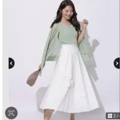 新品　Apuweiser-riche 立体フラワーフレアスカート　白