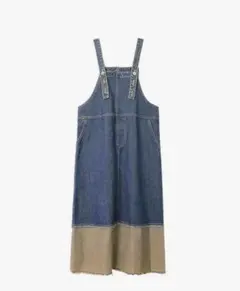 デニムサロペットジャンパースカート ミディ丈