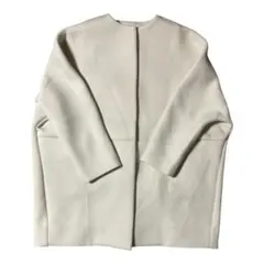 Mila Owen ノーカラーハーフ丈　ポンチコート　 ホワイト　サイズ0