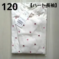 新品☆プティマイン 120ハート 長袖 カットソー 赤 ピンク
