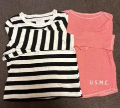 ボーダーロンt ピンク