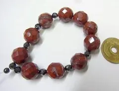 ★Z2301★素材　ジャスパー カットビーズ 10P　赤碧玉 石英共生　赤鉄鉱