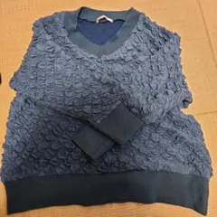 ブルー Vネック ジャガーニット