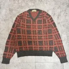 90’s vintage 日本製 総柄 Vネック ウールニット アメカジのサムネイル