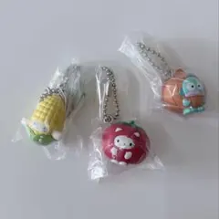 サンリオ 野菜マスコット キーホルダー キティ シナモン ハンギョドン セットのサムネイル