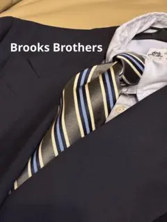 【未使用】ブルックスブラザーズ　グレー×ネイビー　サテン織コットンシルクネクタイ