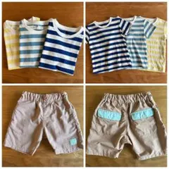 無印良品　ボーダーTシャツ3枚　アプレレクール水陸両用パンツ　セット売り