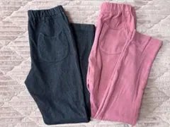 エニファム　ネコポケットレギンスセット　ピンク・デニム風　130