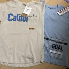 【新品タグ付き】 キッズ 半袖Tシャツ 2枚セット ベージュ ライトブルー
