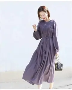 Milk tea　授乳服　ワンピース　パープルロングドレス