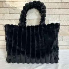 ふわもこコーデュロイトートバッグ　黒　大容量　軽量　ふわふわかわいい　通勤通学