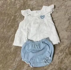 【美品】mayoral 12m 白トップス 水色ショートパンツ