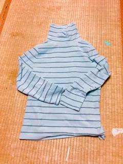 Anna Alice 水色ストライプタートルネック M フリース