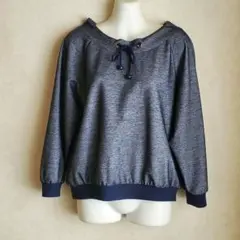 オーダーメイド　ネイビー系ドローストリング　 スウェット　トップス