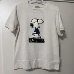 SNOOPY スヌーピー ボアアップリケ 半袖スウェット カジュアル M