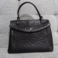 オーストリッチ　レザー ハンドバッグ 黒