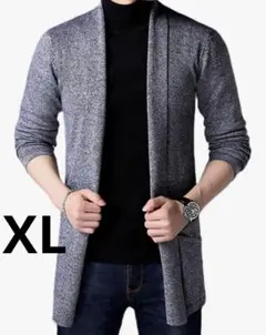 【新品】MERYUERU メンズ 長袖 ロングカーディガン✨XL✨ グレー