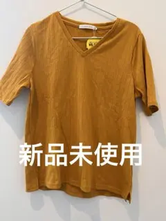 値札付き　LOURY'S FARM マスタード Vネック Tシャツ Mのサムネイル
