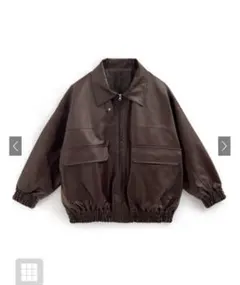 GRL襟 2Wayオーバーサイズレザーブルゾンブラウン【ze863】