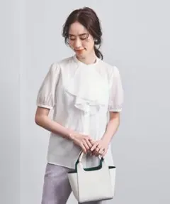 UNITED ARROWS フリル付きホワイトシャツ 半袖