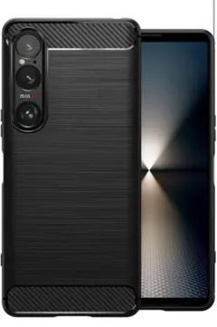 Xperia1VIケースSO-51Eカバー カーボン 指紋防止 シ　黒