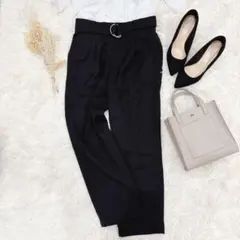 Mila Owen黒テーパードパンツ Dカンベルト 0サイズ