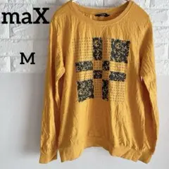 【maX 】M/12 イエロー 花柄プリント 長袖Tシャツ